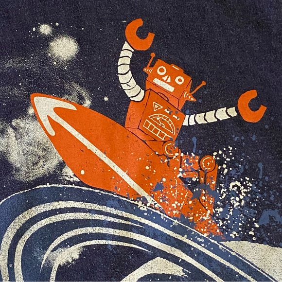 Gap Shirt Size 2T Boys Robot Space Surfing T Top Blue Short Sleeved Gapkids - Picture 2 of 12